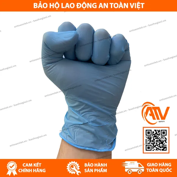 Găng Tay Y Tế Không Bột Nitrile Vietglove Ezcare Màu Xanh