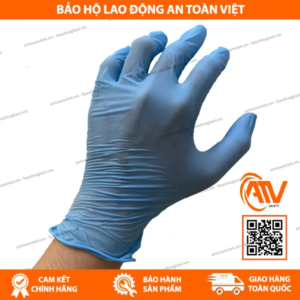 Găng Tay Y Tế Không Bột Nitrile Vietglove Ezcare Màu Xanh