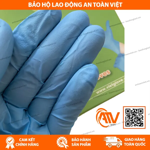 Găng Tay Y Tế Không Bột Nitrile Vietglove Ezcare Màu Xanh