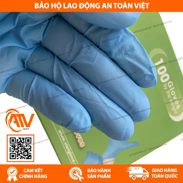 Găng Tay Y Tế Không Bột Nitrile Vietglove Ezcare Màu Xanh
