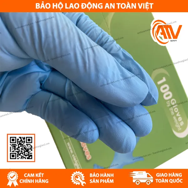 Găng Tay Y Tế Không Bột Nitrile Vietglove Ezcare Màu Xanh