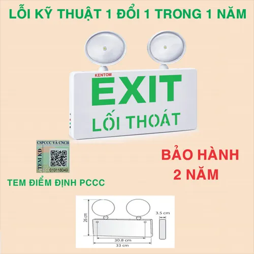 Đèn Chiếu Sáng Sự Cố Kết Hợp Exit Kentom KT730