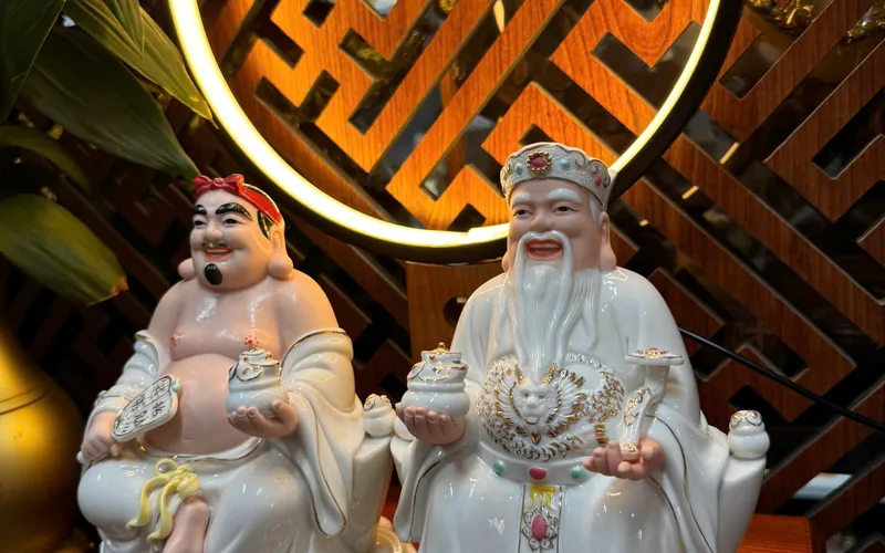 Bộ Thần Tài Thổ Địa màu Trắng Sứ