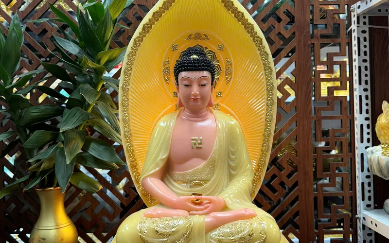 Tượng Phật A Di Đà lá bồ đề