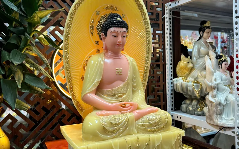 Tượng Phật A Di Đà lá bồ đề