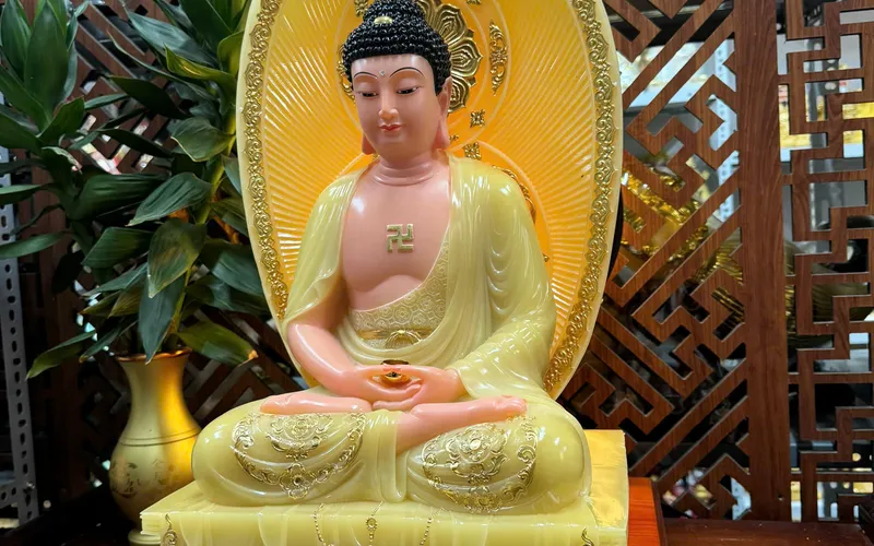 Tượng Phật A Di Đà lá bồ đề