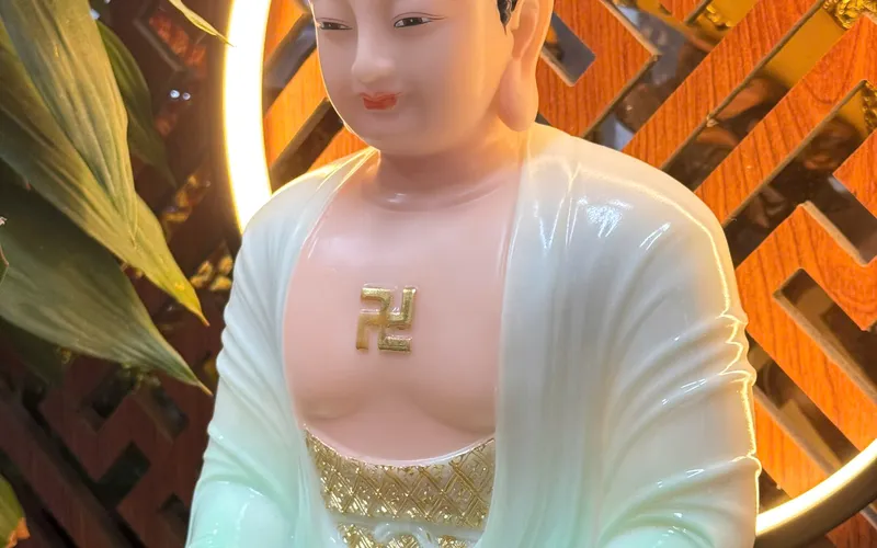 Tượng Phật A Di Đà đế tròn viền vàng