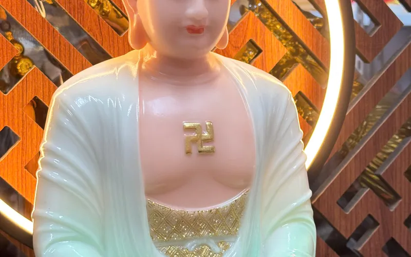 Tượng Phật A Di Đà đế tròn viền vàng