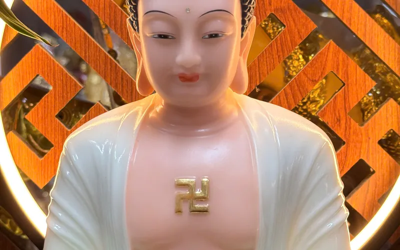 Tượng Phật A Di Đà đế tròn viền vàng