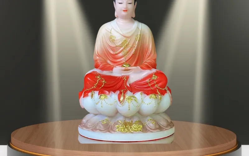 Phật A Di Đà đế sen to dát vàng áo Đỏ