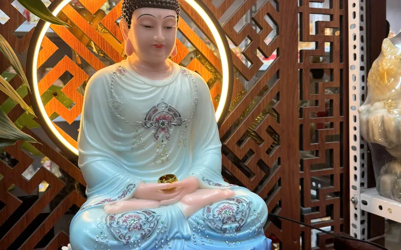 Phật Thích Ca Mâu Ni áo vẽ hoa văn