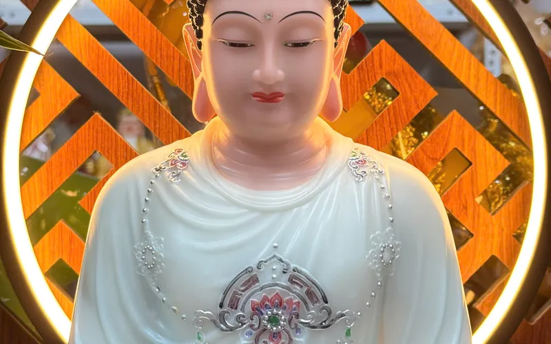 Phật Thích Ca Mâu Ni áo vẽ hoa văn