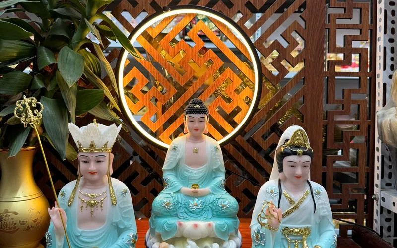 Bộ Ta Bà Tam Thánh Phật dạng đế sen non nước 