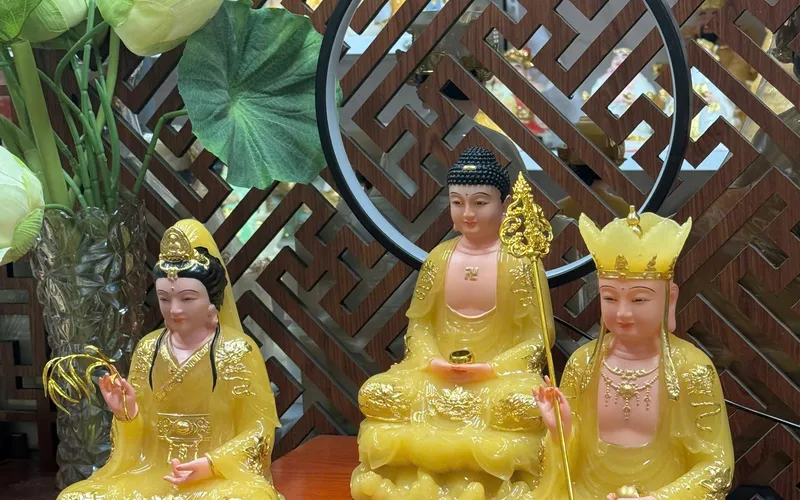 Bộ Ta Bà Tam Thánh Phật dạng đế sen non nước  