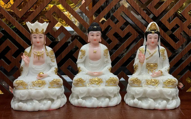 Bộ Ta Bà Tam Thánh Phật dạng đế sen non nước 