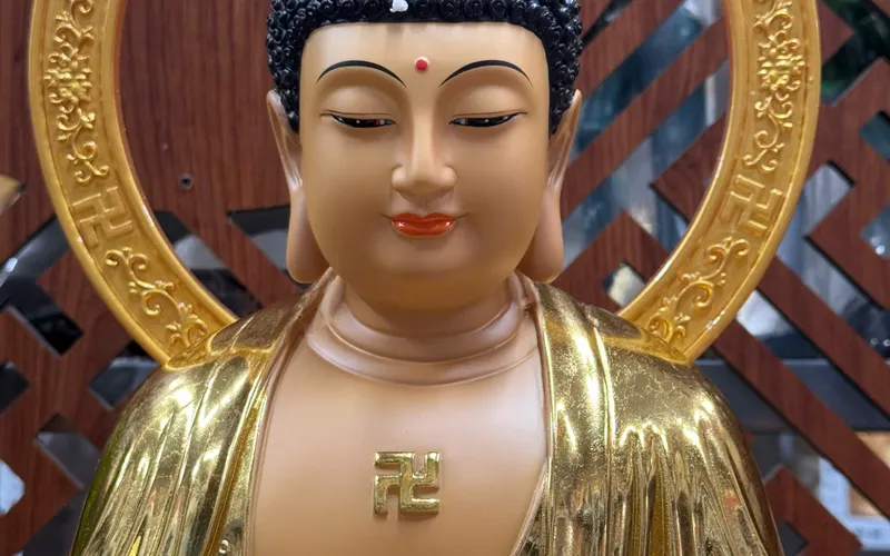 Tây Phương Tam Thánh Đứng Đài Sen Mạ Cát Vàng