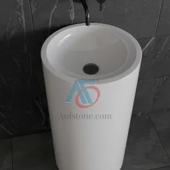 LAVABO ĐỨNG LIỀN KHỐI ĐÁ SOLID SURFACE HC-010A