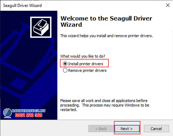 Cài đặt “Seagull Driver Wizard” Cài đặt “Seagull Driver Wizard”