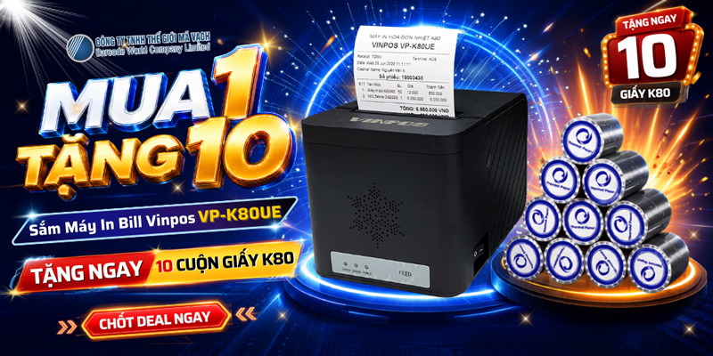 Chi tiết ưu đãi mua Vinpos VP-K80UE tặng 10 cuộn giấy in bill K80 phi 45 Chi tiết ưu đãi mua Vinpos VP-K80UE tặng 10 cuộn giấy in bill K80 phi 45