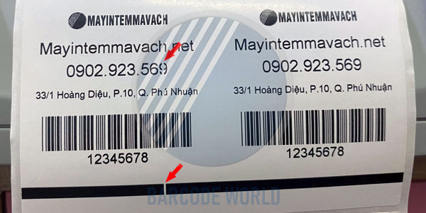 Dấu hiệu đầu in mã vạch bị xước Dấu hiệu đầu in mã vạch bị xước