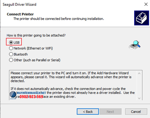 Hoàn thành kết nối máy in tem với máy tính qua cổng USB Hoàn thành kết nối máy in tem với máy tính qua cổng USB