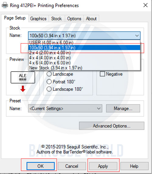 Sau khi set khổ giấy cho máy in tem mã vạch  Sau khi set khổ giấy cho máy in tem mã vạch