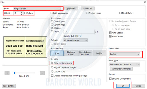 Set khổ giấy in cho máy in tem mã vạch loại 2 tem, 3 tem  Set khổ giấy in cho máy in tem mã vạch loại 2 tem, 3 tem