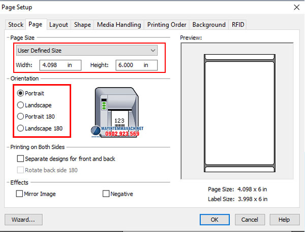 Khắc phục máy in tem bị lệch do cài đặt kích thước giấy trên phần mềm thiết kế tem nhãn chuyên dụng bị sai bước 1 Khắc phục máy in tem bị lệch do cài đặt kích thước giấy trên phần mềm thiết kế tem nhãn chuyên dụng bị sai bước 1