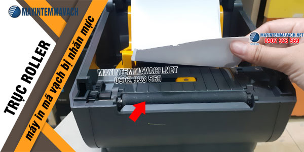 Máy in mã vạch bị nhăn mực do trục roller Máy in mã vạch bị nhăn mực do trục roller