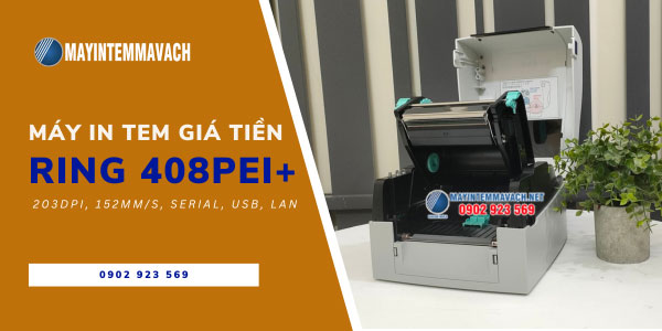 Máy in tem giá tiền RING 408PEI+ Máy in tem giá tiền RING 408PEI+