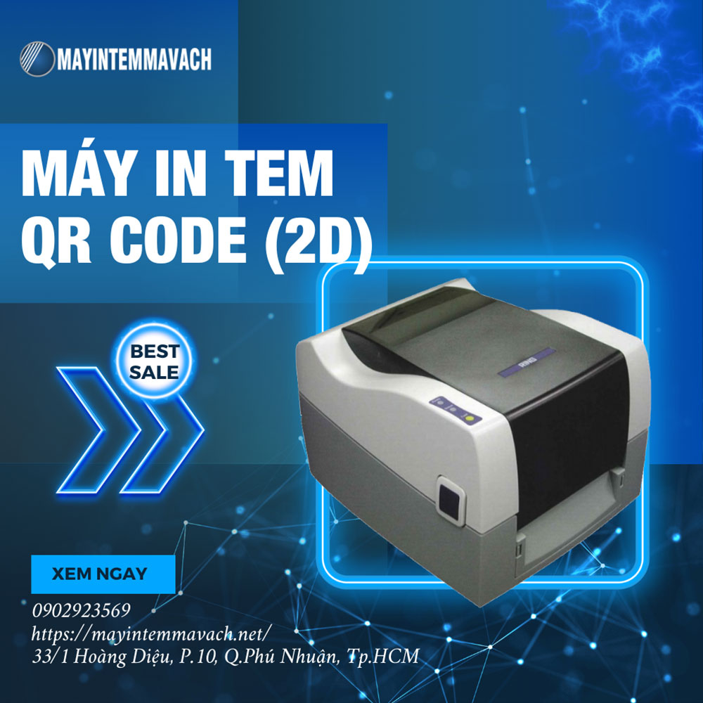 Máy in tem nhãn QR code (2D) chính hãng bảo hành 12 tháng