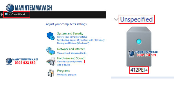 Máy in tem và máy tính nhận nhau khi kết nối Máy in tem và máy tính nhận nhau khi kết nối