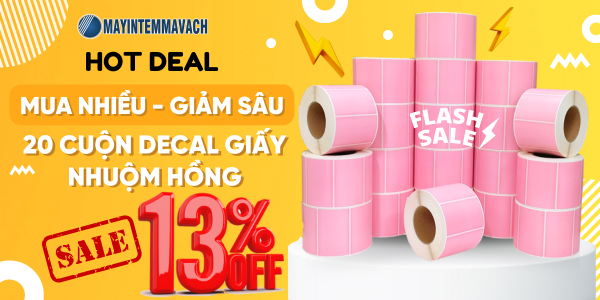 Mua 20 cuộn decal giấy hồng 100x65mm giảm giá 13% Mua 20 cuộn decal giấy hồng 100x65mm giảm giá 13%