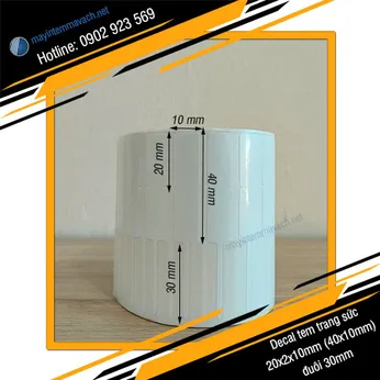 Decal in tem vàng bạc trang sức 20x2x10mm (40x10mm) đuôi 30mm