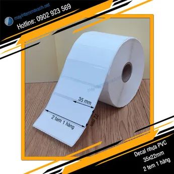 Decal nhựa PVC in tem nhãn mã vạch 35x22mm loại 2 tem 1 hàng