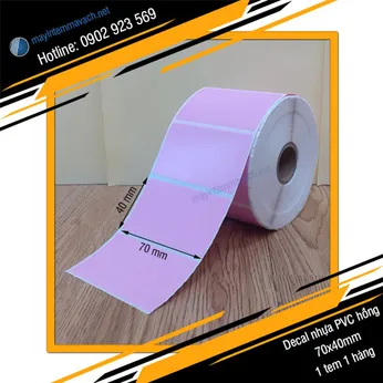 Decal nhựa PVC in tem nhãn mã vạch 70x40mm nhuộm hồng