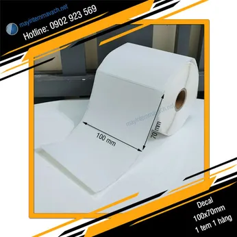 Giấy decal in tem nhãn mã vạch 100x70mm