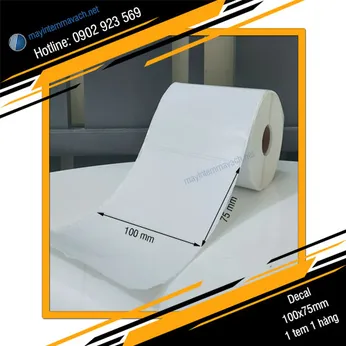 Giấy decal in tem nhãn mã vạch 100x75mm