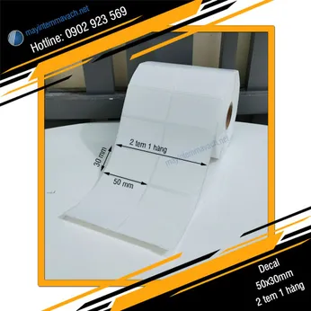 Giấy decal in tem nhãn mã vạch 50x30mm 2 tem 1 hàng