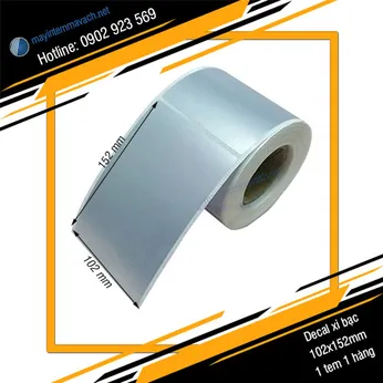 Giấy decal xi bạc in tem nhãn mã vạch 102x152mm 1 tem 1 hàng
