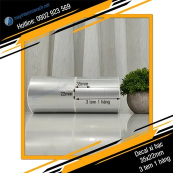 Giấy decal xi bạc in tem nhãn mã vạch 35x22mm 3 tem 1 hàng