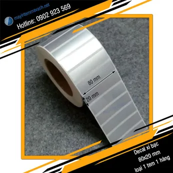 Giấy decal xi bạc in tem nhãn mã vạch 80x20mm 1 tem 1 hàng