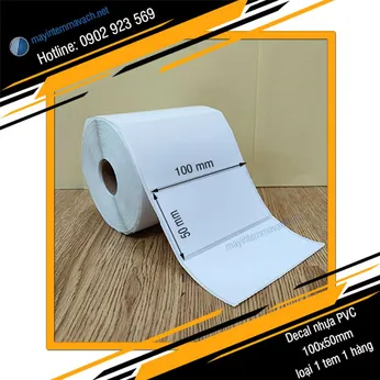 Decal nhựa PVC in tem nhãn mã vạch 100x50mm