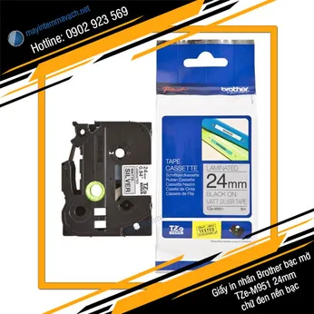 Giấy in nhãn Brother bạc mờ TZe-M951 24mm chữ đen nền bạc