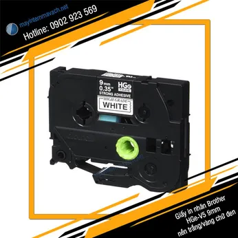 Nhãn in Brother HGe-V5 9 mm nền trắng/vàng chữ đen
