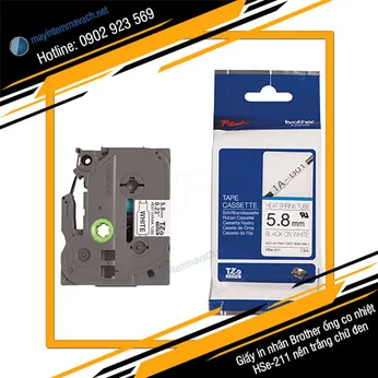 Giấy in nhãn Brother ống co nhiệt HSe-211 nền trắng chữ đen