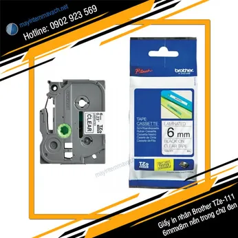 Giấy in nhãn Brother TZe-111 6mm nền trong chữ đen