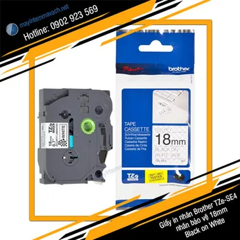 Giấy in nhãn bảo vệ Brother TZe-SE4 18mm Black on White