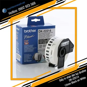 Giấy in nhãn liên tục Brother DK-22214 12mm Black on White
