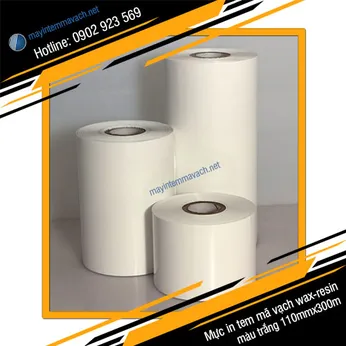 Mực in tem mã vạch Wax Resin màu trắng 110mmx300m